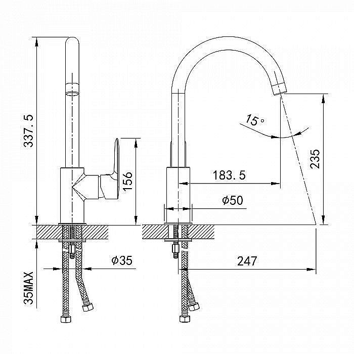 Смеситель для кухни IDDIS Cuba CU1BNJ0i05 купить в интернет-магазине сантехники Sanbest