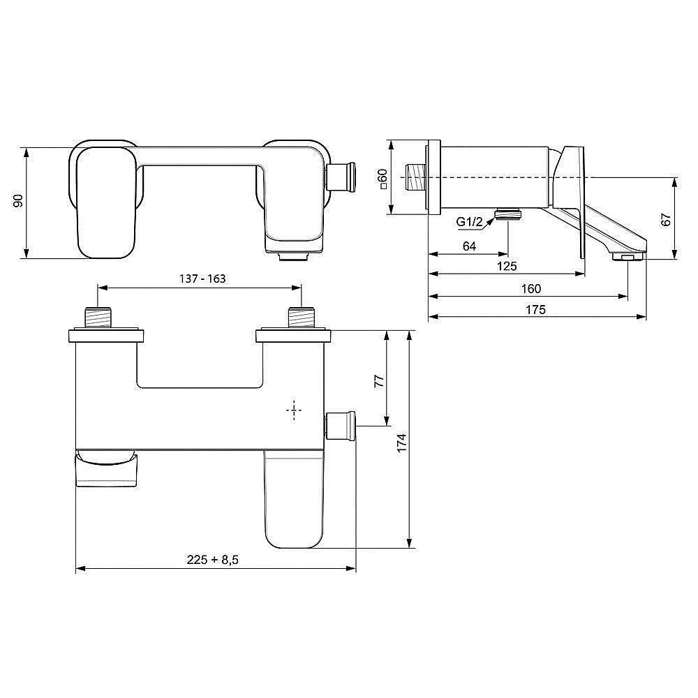 Смеситель для ванны Ideal Standard Tonic II A6338AA купить в интернет-магазине сантехники Sanbest