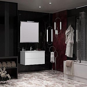 Тумба с раковиной Опадирис Рубинно 90 белая глянцевая для ванной в интернет-магазине Sanbest