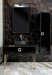 Консоль с раковиной и столешницей Armadi Art LUCIDO 770-080-B 80 глянцевый черный для ванной в интернет-магазине сантехники Sanbest