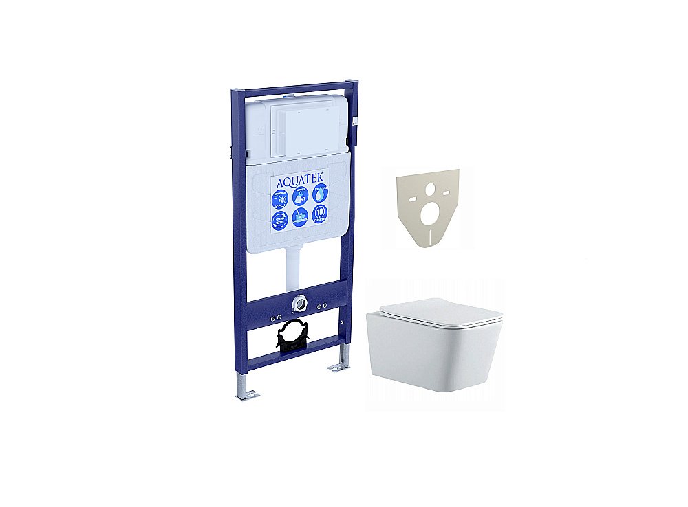 Унитаз с инсталляцией Aquatek Либра SET AQUATEK ЛИБРА N белый, с крышкой микролифт, безободковый купить в интернет-магазине Sanbest
