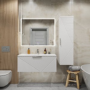 Тумба с раковиной подвесная Grossman БЛИСС 100 с 1 ящ, белая матовая для ванной в интернет-магазине Sanbest