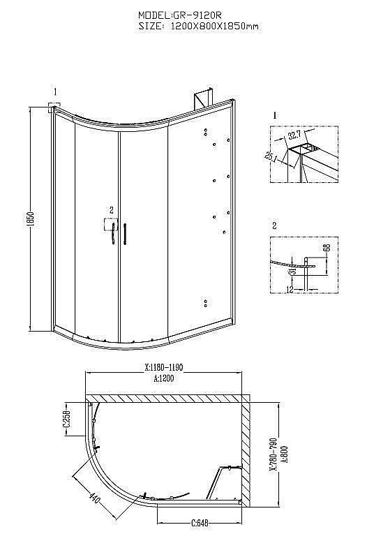 Душевой уголок Grossman Classic GR-9120 120x80 купить в интернет-магазине Sanbest