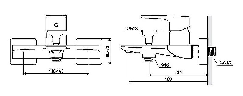 Смеситель для ванны Excellent Keria AREX.2005CR купить в интернет-магазине сантехники Sanbest