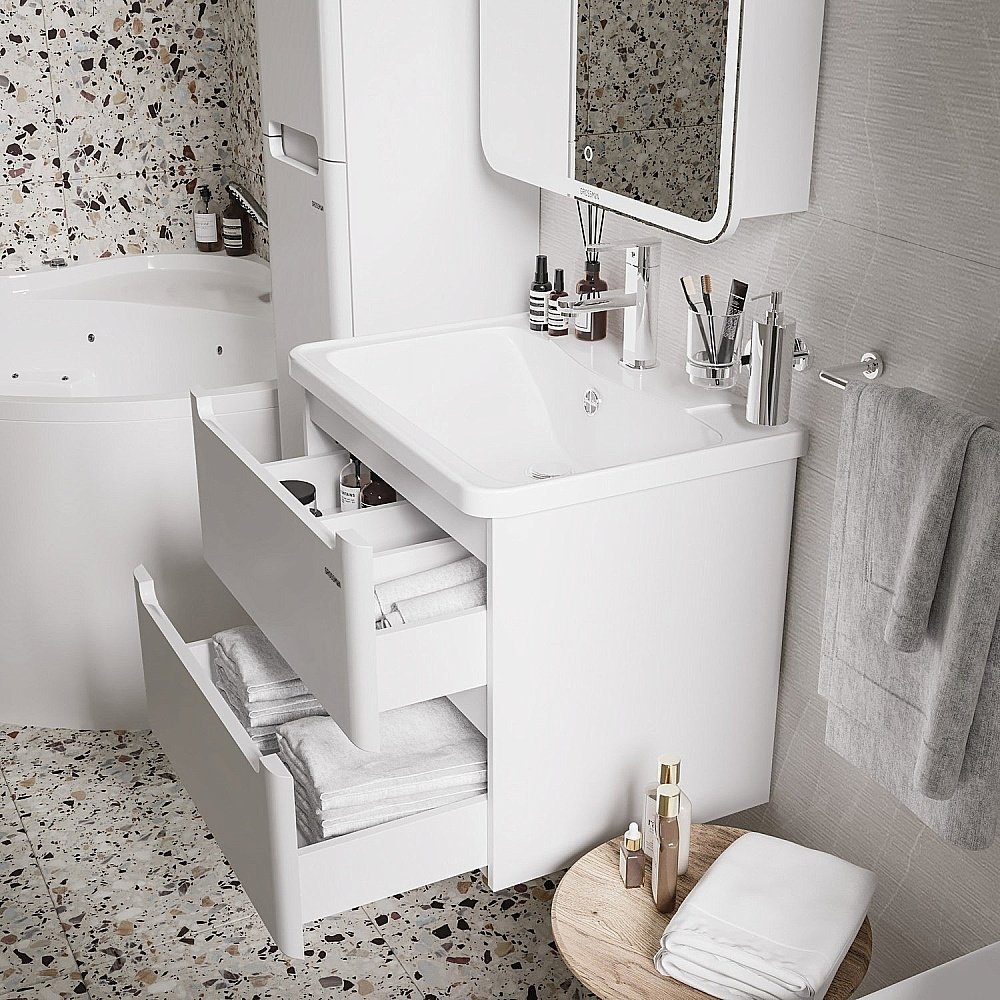 Тумба с раковиной подвесная Grossman АДЕЛЬ 60 белая для ванной в интернет-магазине Sanbest