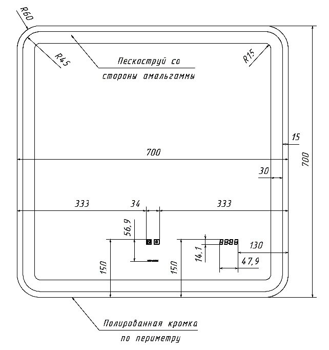 Зеркало LED VIGO Grani (Bora) Luxe z.GRI.70 в ванную от интернет-магазине сантехники Sanbest