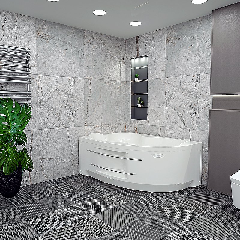 Ванна с гидромассажем Радомир Ирма 169х110 РЕЛАКС ХРОМ полотенцедержатель, белая купить в интернет-магазине Sanbest