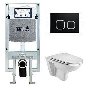 Унитаз с инсталляцией WeltWasser AMBERG 497 ST + BAARBACH 004 GL-WT + AMBERG RD-BL купить в интернет-магазине Sanbest