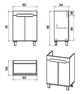 Тумба с раковиной Misty Сканди - 60 Э-Ска01060-0150-2Д белый/графит для ванной в интернет-магазине Sanbest