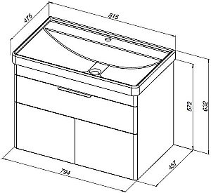 Тумба с раковиной Aquanet Ирис new 80 белый глянец для ванной в интернет-магазине Sanbest