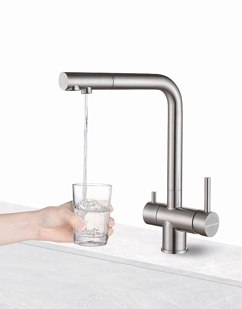 Смеситель для кухни Paulmark Skalen Sk213020-BS брашированная  сталь купить в интернет-магазине сантехники Sanbest