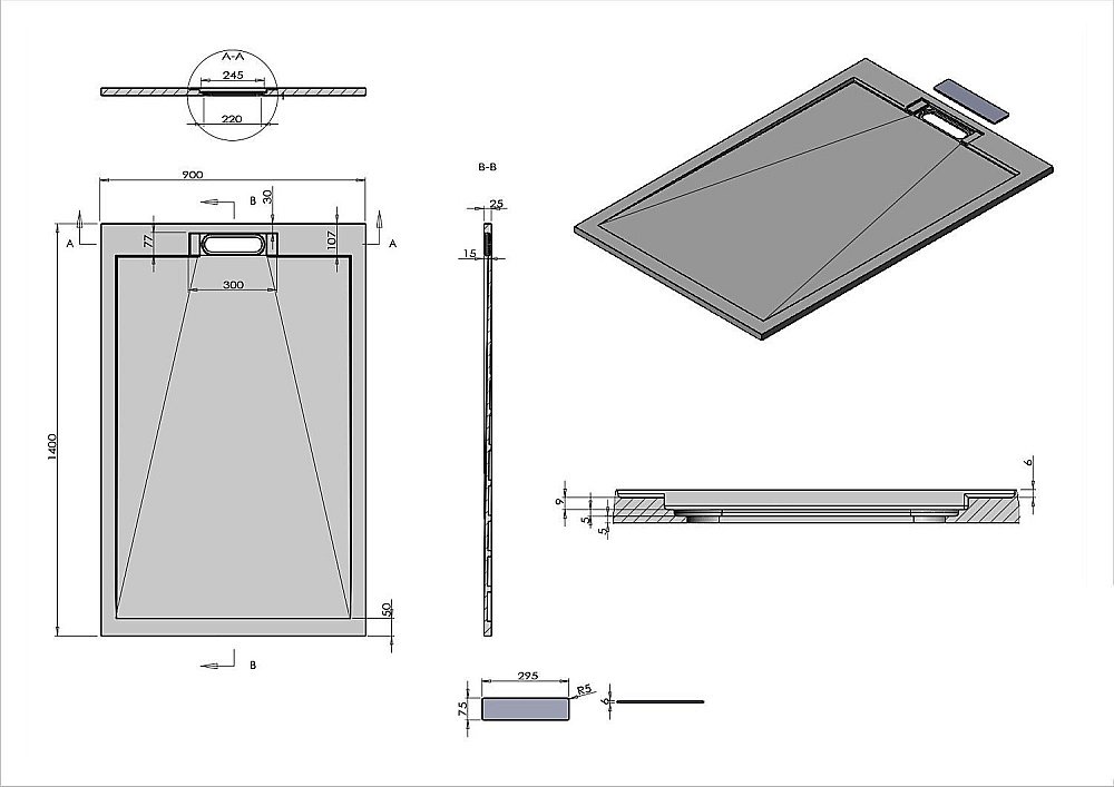 Душевой поддон Vincea VST-4SRL9014W 140х90 белый матовый купить в интернет-магазине Sanbest