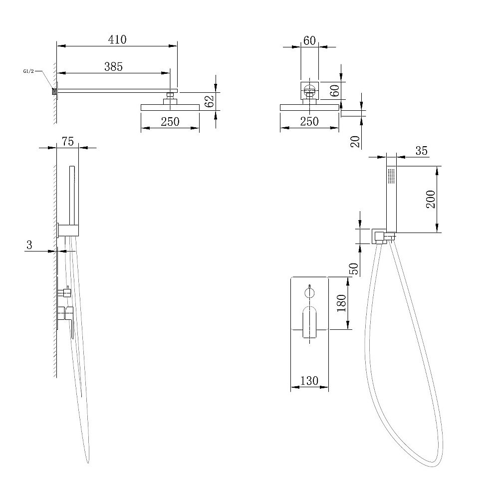 Душевая система ABBER Weiss Insel AF8018W белый-хром купить в интернет-магазине сантехники Sanbest