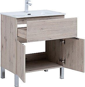 Тумба с раковиной Aquanet Алвита New 303902 70 дуб веллингтон/белый для ванной в интернет-магазине Sanbest