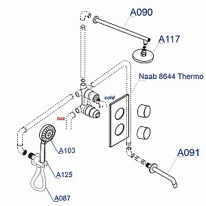Душевая система WasserKRAFT A178644 Thermo хром купить в интернет-магазине сантехники Sanbest