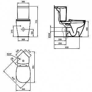 Унитаз напольный Ideal Standard Connect E803601 с бачком E120201 белый купить в интернет-магазине Sanbest