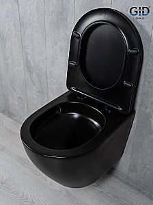 Унитаз подвесной Gid Tr2122TF-Bm черный матовый, безободковый, с крышкой микролифт, слив торнадо купить в интернет-магазине Sanbest