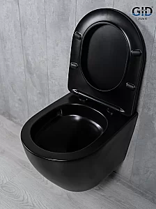 Унитаз подвесной Gid Tr2122TF-Bm черный матовый, безободковый, с крышкой микролифт, слив торнадо купить в интернет-магазине Sanbest