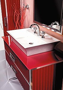 Тумба с раковиной Armadi Art Monaco 100 со столешницей бордовый с хромом для ванной в интернет-магазине Sanbest