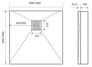 Душевой поддон литьевой Good Door Essentia 90x90 серый купить в интернет-магазине Sanbest