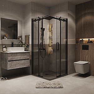 Душевой уголок Grossman Classic 300.K33.04.8080.21.00 80x80 стекло прозрачное/профиль черный матовый купить в интернет-магазине Sanbest