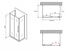 Душевой уголок ABBER Schwarzer Diamant AG30130BMH-S90BM-S90BM 130х90 стекло матовое/профиль черный купить в интернет-магазине Sanbest