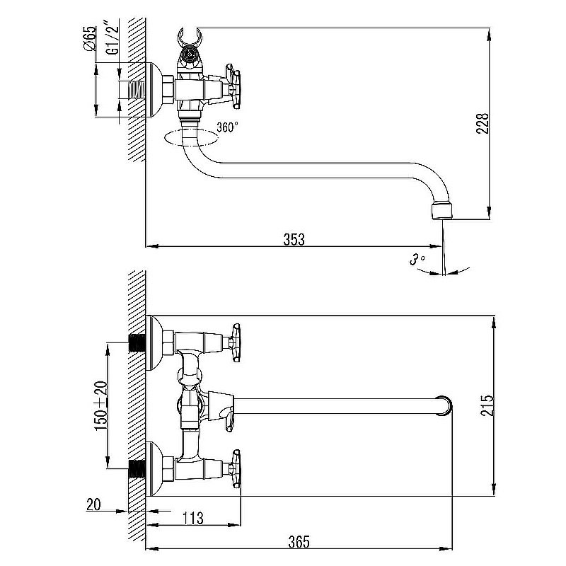 Смеситель для ванны Kaiser Crystal 28155 купить в интернет-магазине сантехники Sanbest