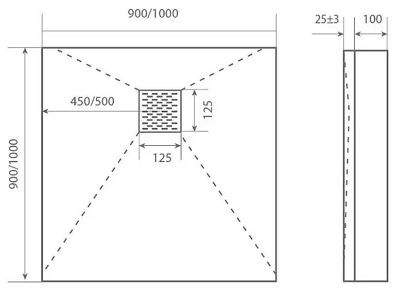 Душевой поддон литьевой Good Door Essentia 90x90 серый купить в интернет-магазине Sanbest