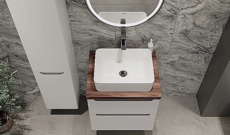 Тумба с раковиной Jorno Wood 60 белая для ванной в интернет-магазине Sanbest