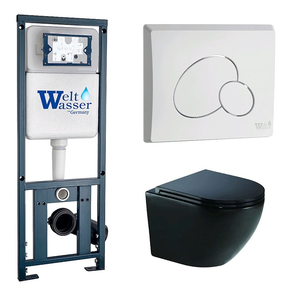 Унитаз с инсталляцией WeltWasser MARBERG 410 + MERZBACH 043 GL-BL + MAR 410 RD GL-WT купить в интернет-магазине Sanbest