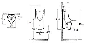 Писсуар со встроенной подводкой Jacob Delafon STRUKTURA EZA122-00 купить в интернет-магазине Sanbest