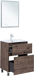 Тумба с раковиной Aquanet Алвита new 60 344127+330429 дуб веллингтон табак для ванной в интернет-магазине Sanbest