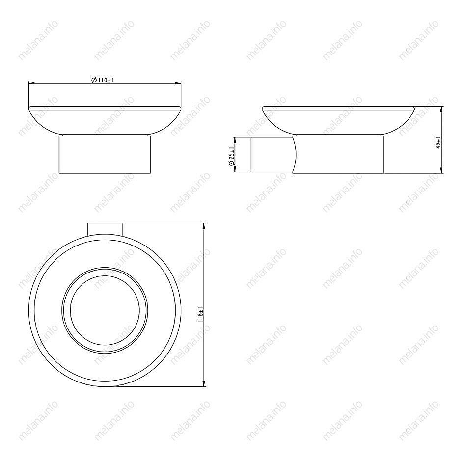 Мыльница Melana MLN-865010-1 сатин/хром купить в интернет-магазине сантехники Sanbest
