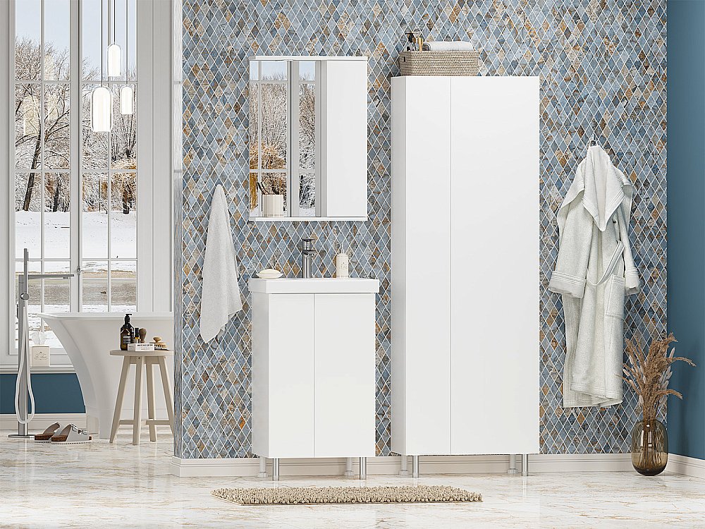 Зеркало со шкафом Misty Лира 50 П-Лир04050-013П белый в ванную от интернет-магазине сантехники Sanbest