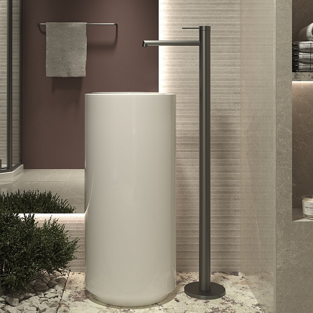 Смеситель для раковины Vincea Rim VFBF-2R1GM вороненая сталь купить в интернет-магазине сантехники Sanbest