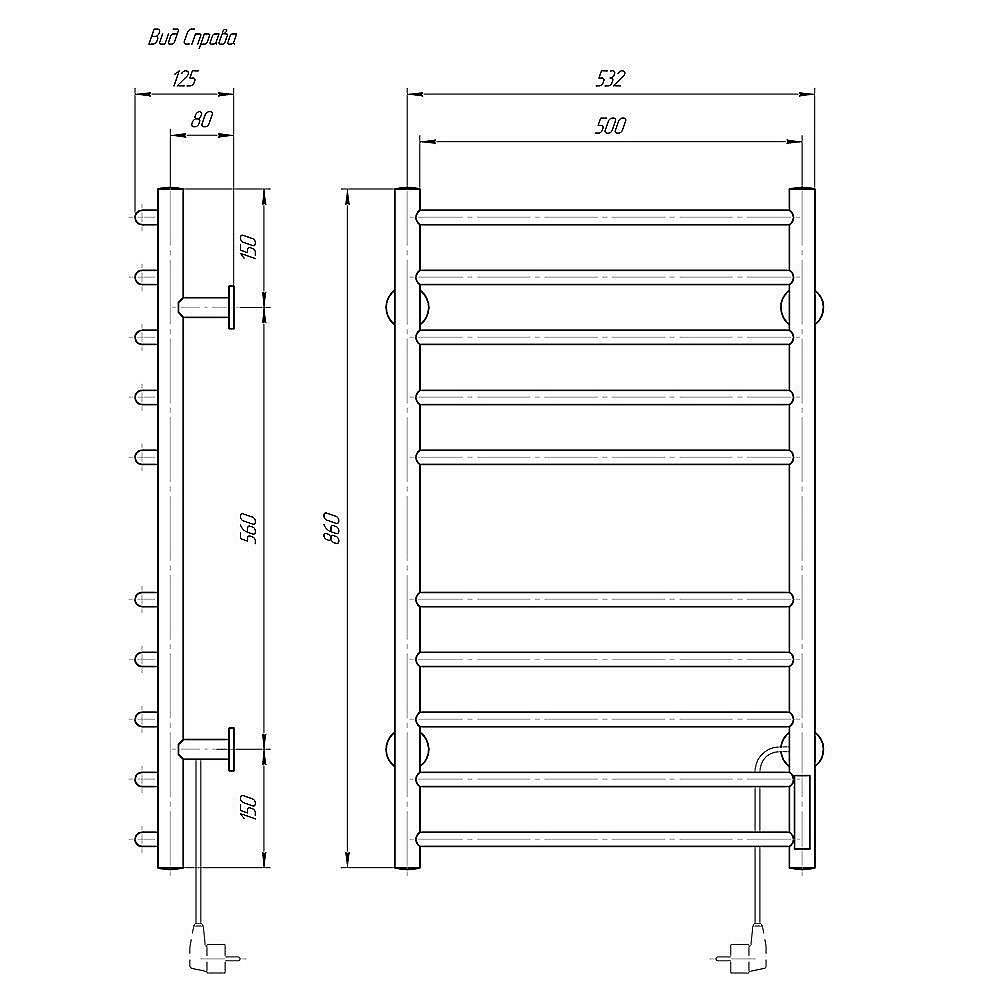 Полотенцесушитель Domoterm Аврора DMT 109-10 50x86 TBOX EK R купить в интернет-магазине сантехники Sanbest