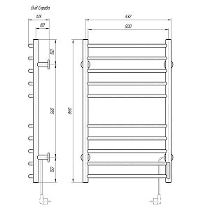 Полотенцесушитель Domoterm Аврора DMT 109-10 50x86 TBOX EK R купить в интернет-магазине сантехники Sanbest