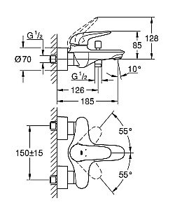 Смеситель для ванны Grohe Eurostyle New 23726003 хром купить в интернет-магазине сантехники Sanbest