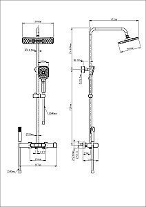 Душевая система с термостатом WONZON & WOGHAND MUSE Legato WW-B4129-BGG темный графит купить в интернет-магазине сантехники Sanbest