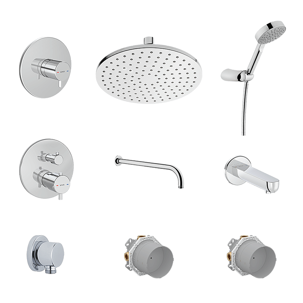 Душевая система VitrA Root Round A49307EXP с термостатом, хром купить в интернет-магазине сантехники Sanbest