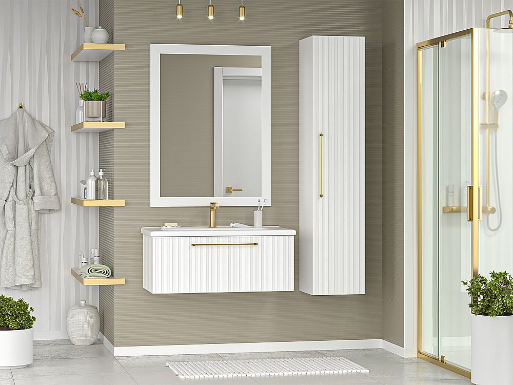 Пенал подвесной Misty Alicante 35 ALI-05035-01 белый для ванной в интернет-магазине сантехники Sanbest