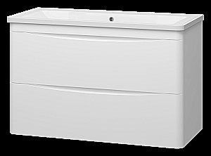 Тумба с раковиной Misty Атлантик -100 П-Атл-01100-011П2Я белая для ванной в интернет-магазине Sanbest