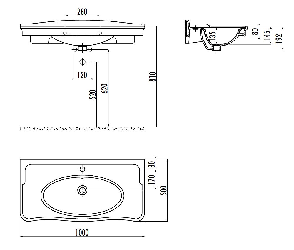 Раковина Creavit Antik 100 AN100.00000 белая купить в интернет-магазине Sanbest
