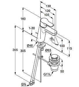Смеситель для раковины Kludi Pure&Solid 372930565WR4 хром купить в интернет-магазине сантехники Sanbest
