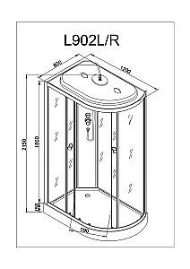 Душевая кабина DTO Серия L 902 с электрикой 120x80 купить в интернет-магазине Sanbest