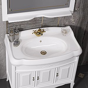 Тумба с раковиной Опадирис Лоренцо 100 белый матовый для ванной в интернет-магазине Sanbest