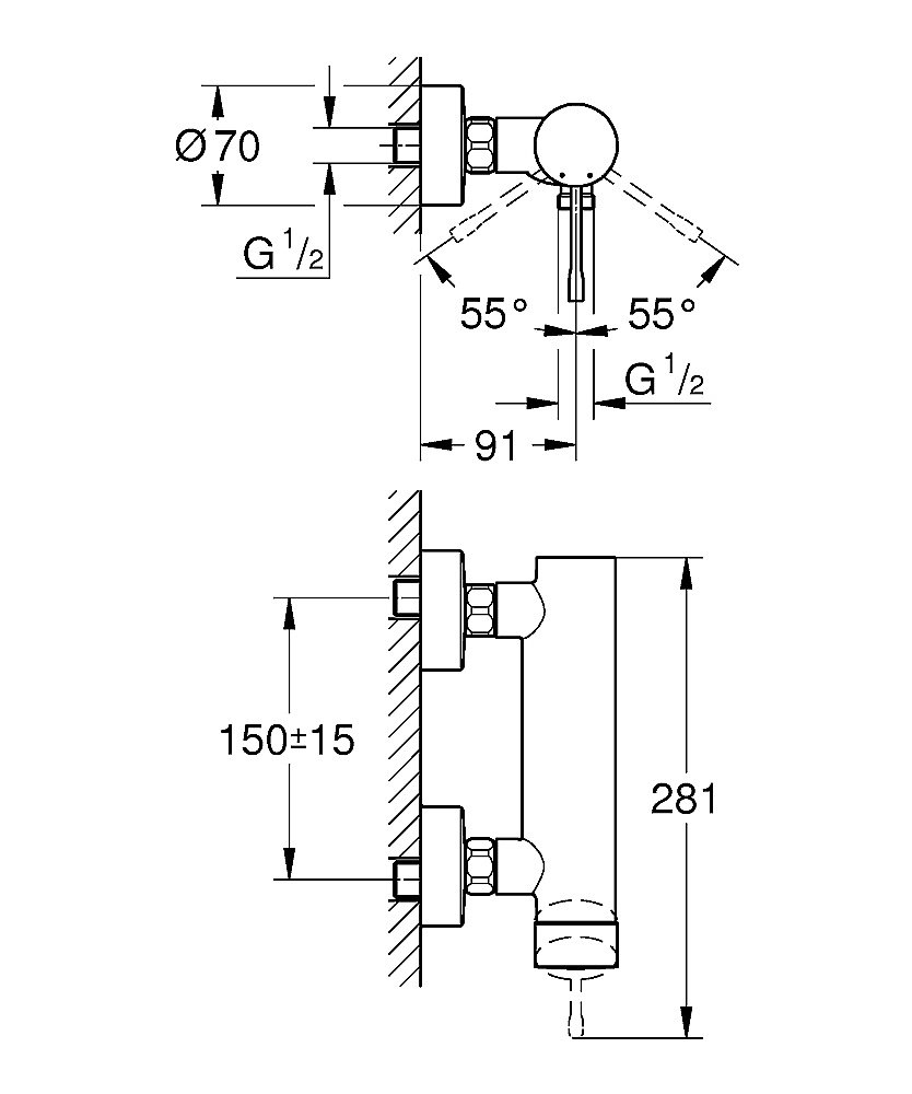 Смеситель для душа Grohe Essence 25252KF1 фантомный черный купить в интернет-магазине сантехники Sanbest