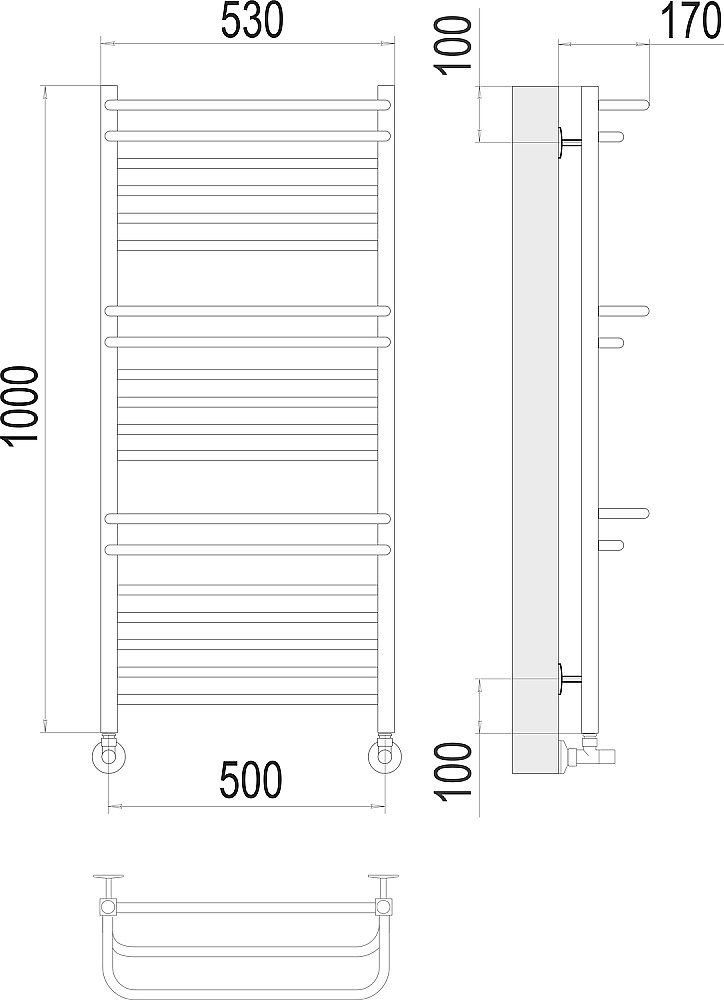 Полотенцесушитель водяной Terminus Орион П18 500х1000 купить в интернет-магазине сантехники Sanbest