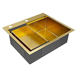 Кухонная мойка Paulmark KRONER-PRO 59 PM705951-BG+A405-BG брашированное золото купить в интернет-магазине сантехники Sanbest