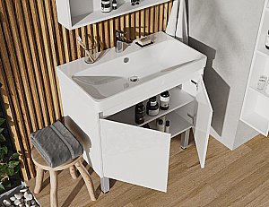 Тумба с раковиной Акватон Сканди Сканди Doors 80 белая/белая матовая для ванной в интернет-магазине Sanbest